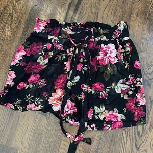 Black floral shorts